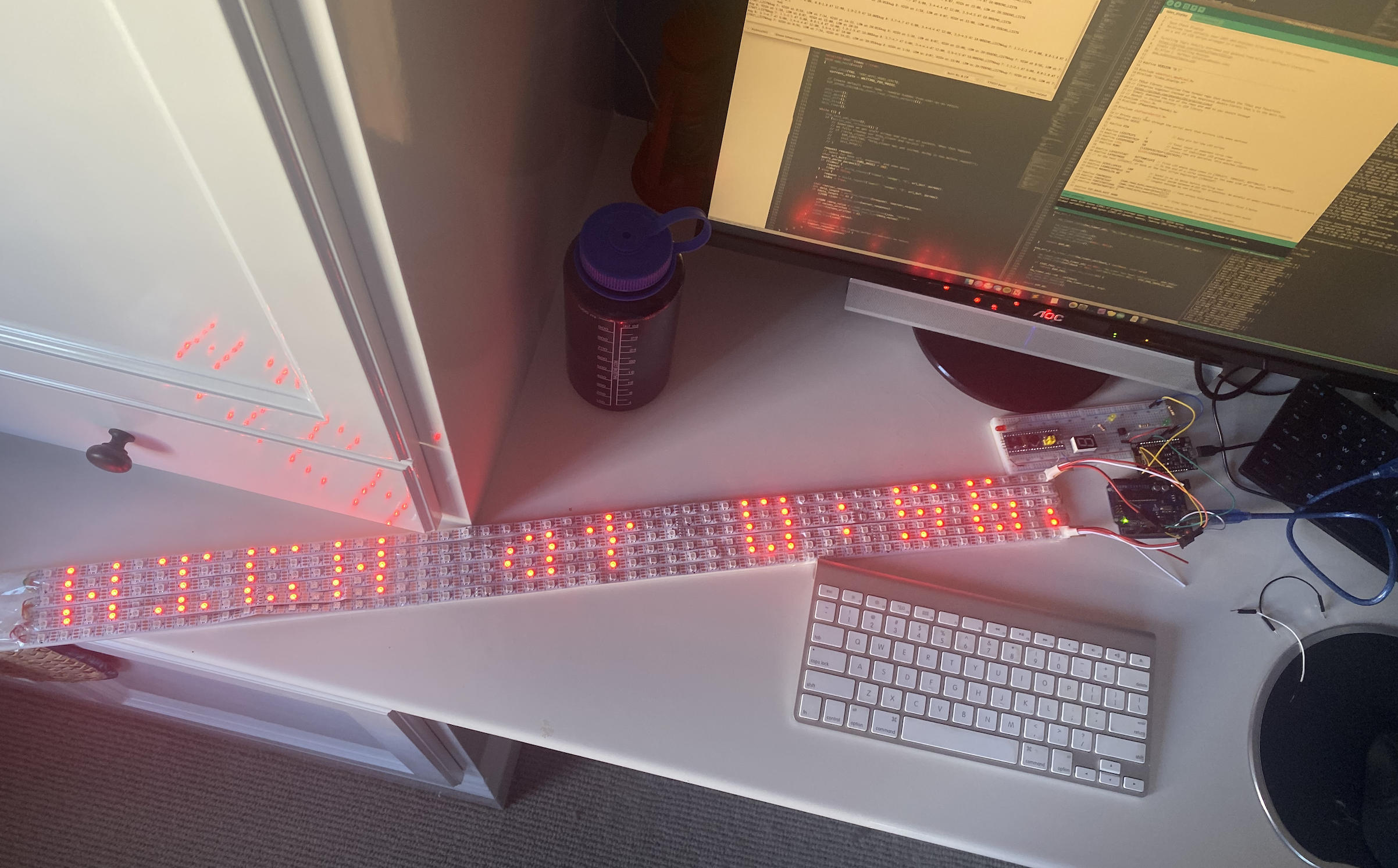 The current prototype setup in the middle of scrolling a days tide data